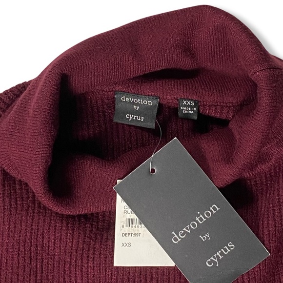 Burgundy Sweater, Ribbed Knit Turtleneck, Rich Deep Red, Devotion by Cyrus, NWT - Picture 12 of 15